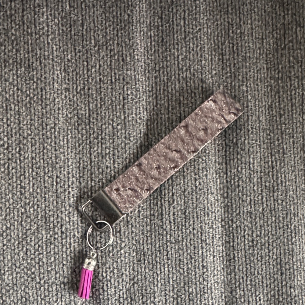 Wristlet Keychain Strap with Pink Tassel
